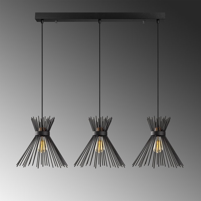 Opviq Kirpi - 3088 Lámpara de araña negra ajustable